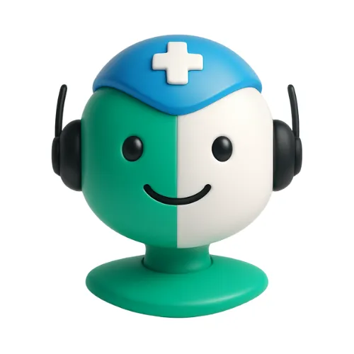 IAN, el asistente virtual de Neuroinmune, ilustrado como un robot con diadema de atención y una cruz médica